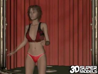 Melado 3d marvellous modelo gatinha a dançar seductivelly em dela vermelho biquíni