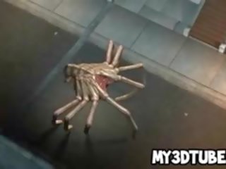Ravasz 3d szőke enchantress szar által kettő földönkívüli spiders