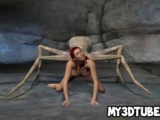 3D Redhead divinity Getting Fucked By An Alien Spider